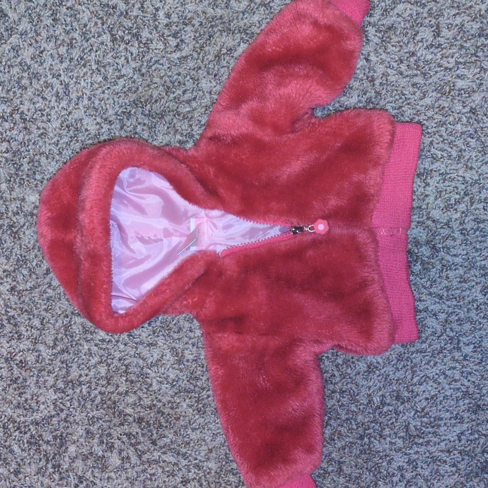 Cute fuzzy baby girl coat size 3-6 months